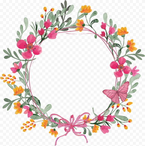 Garland Frame Vector Circle PNG Transparent Image