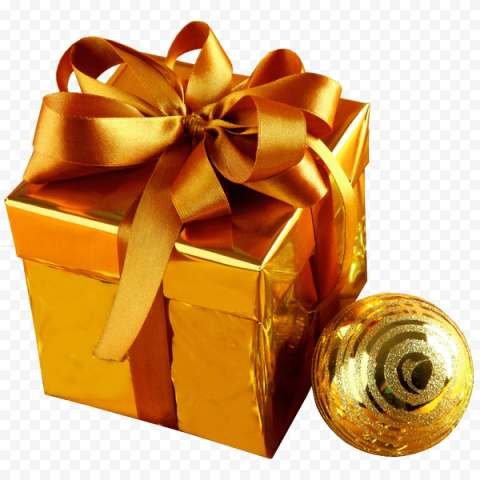 Gold Christmas Gift PNG HD