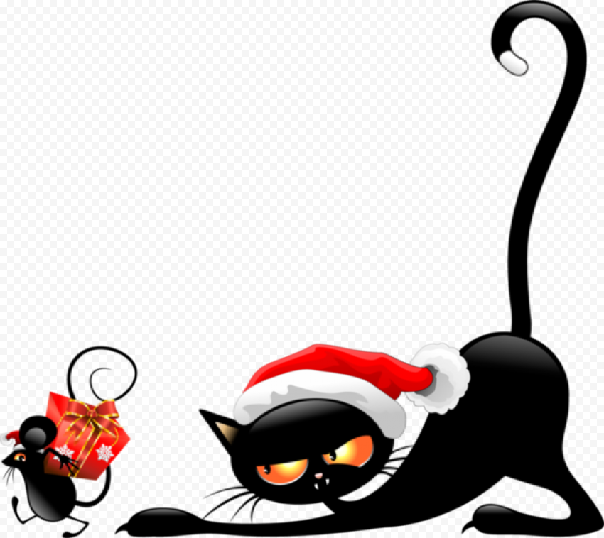 Cat Christmas PNG Transparent Image