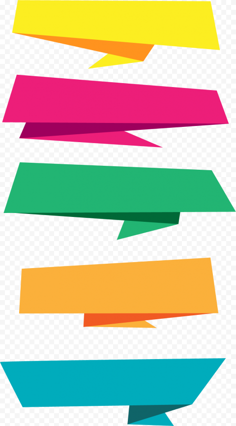 Paper Banner, hand drawn origami labels, five assorted color papers illustration, angle, label, text