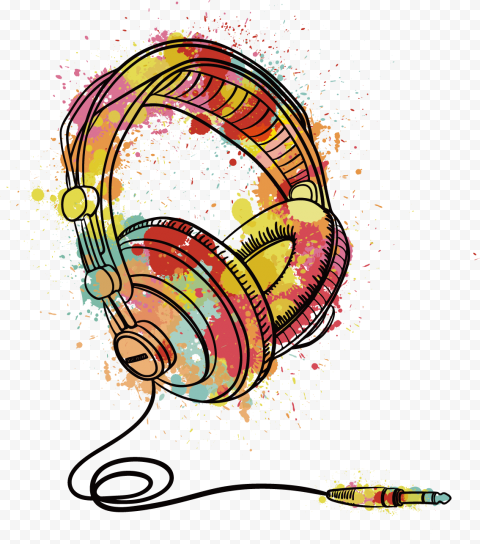 Watercolor painting Headphones Music Song, Hand drawn headphones, electronics, hand, happy Birthday Vector Images
