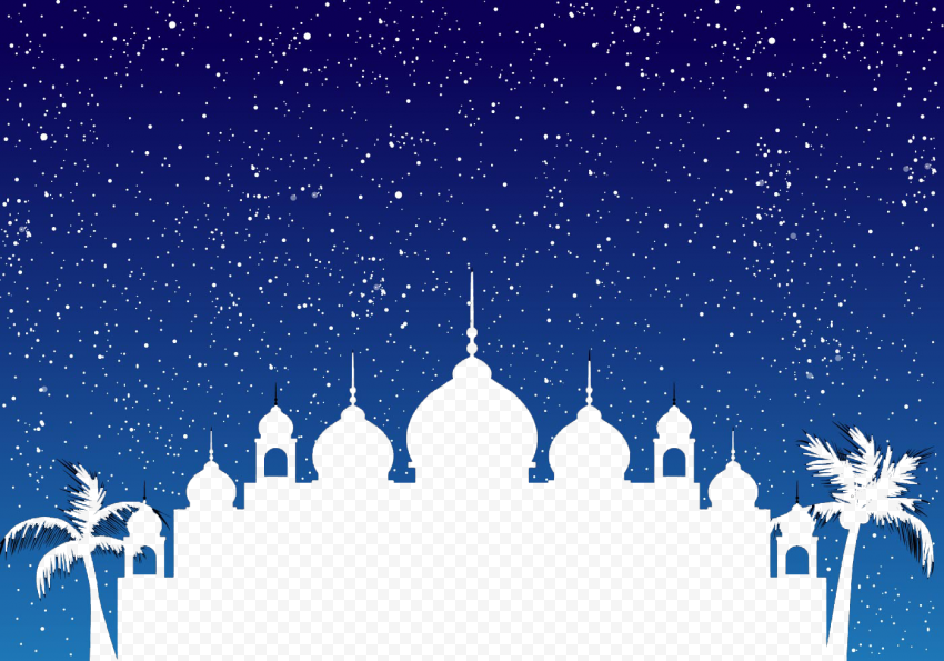 Ramadan Kareem illustration, Eid al Fitr Eid al Adha Eid Mubarak, Corban Castle, blue, white, winter