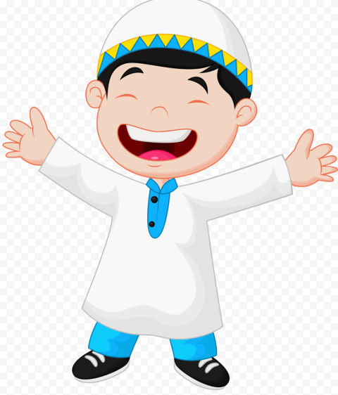 Boy in kurta dress animated illustration, Muslim Islam Child, eid mubarak, child, hand, toddler