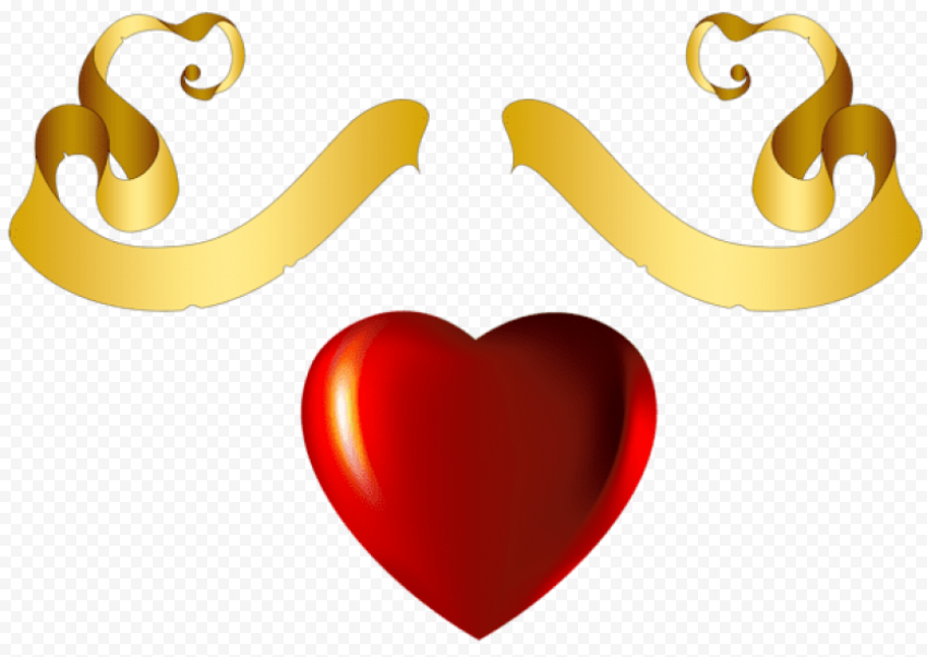  heart with gold banner element