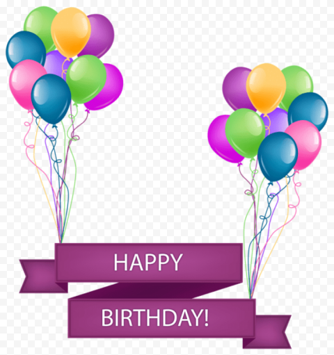 happy birthday banner with balloons transparent