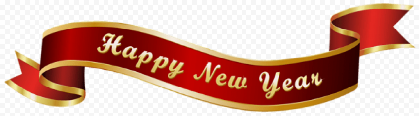 happy new year red banner transparent