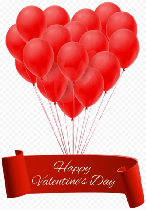 happy valentine's day banner with balloons