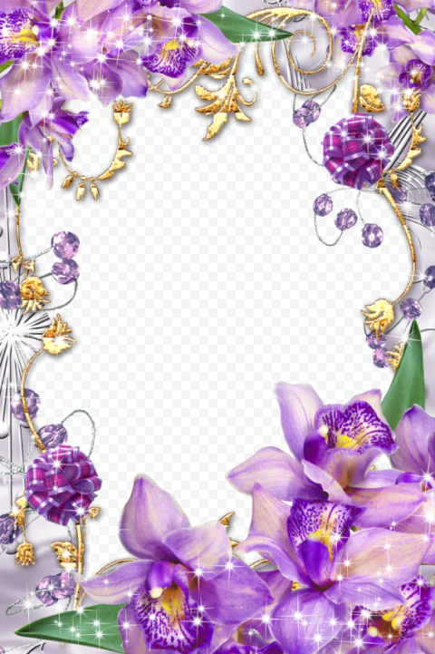 borders and frames flowers PNG image with transparent background