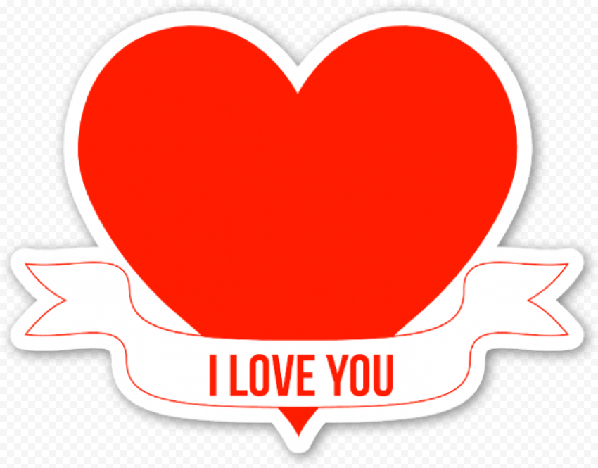 i love you sticker   heart banner i love you PNG image with transparent background
