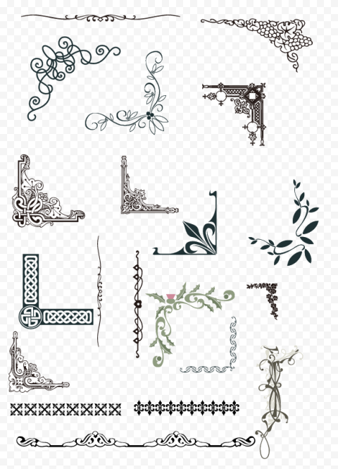 Euclidean, Texture pattern border corner, assorted corner background design lot, border, frame, angle