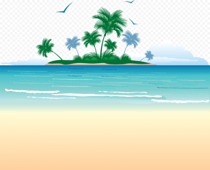 Green island illustration, Beach Island Shore, Beach Island, computer Wallpaper, ocean, cartoon