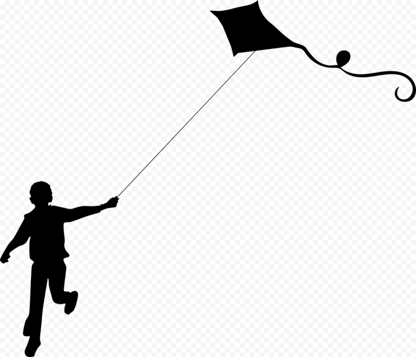 Kite Flight Silhouette, Silhouette, angle, child, animals