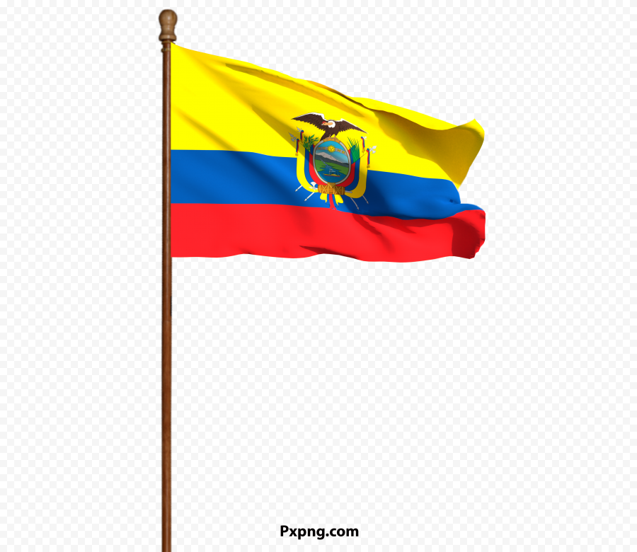 Download HD Waving Ecuador Flag On Pole PNG