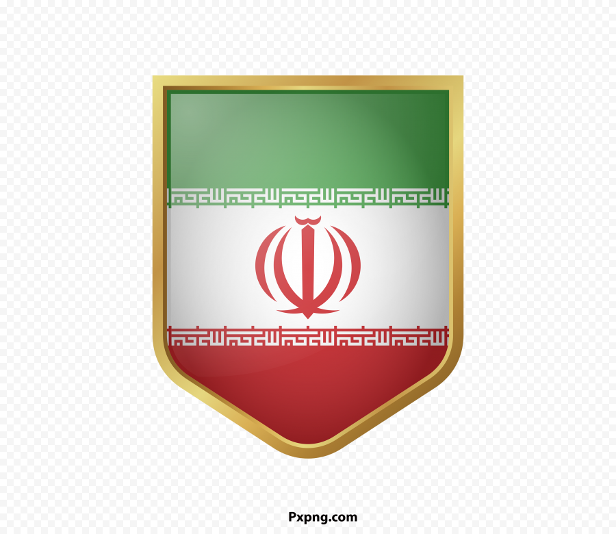 HD Iran flag png with golden in borders PNG