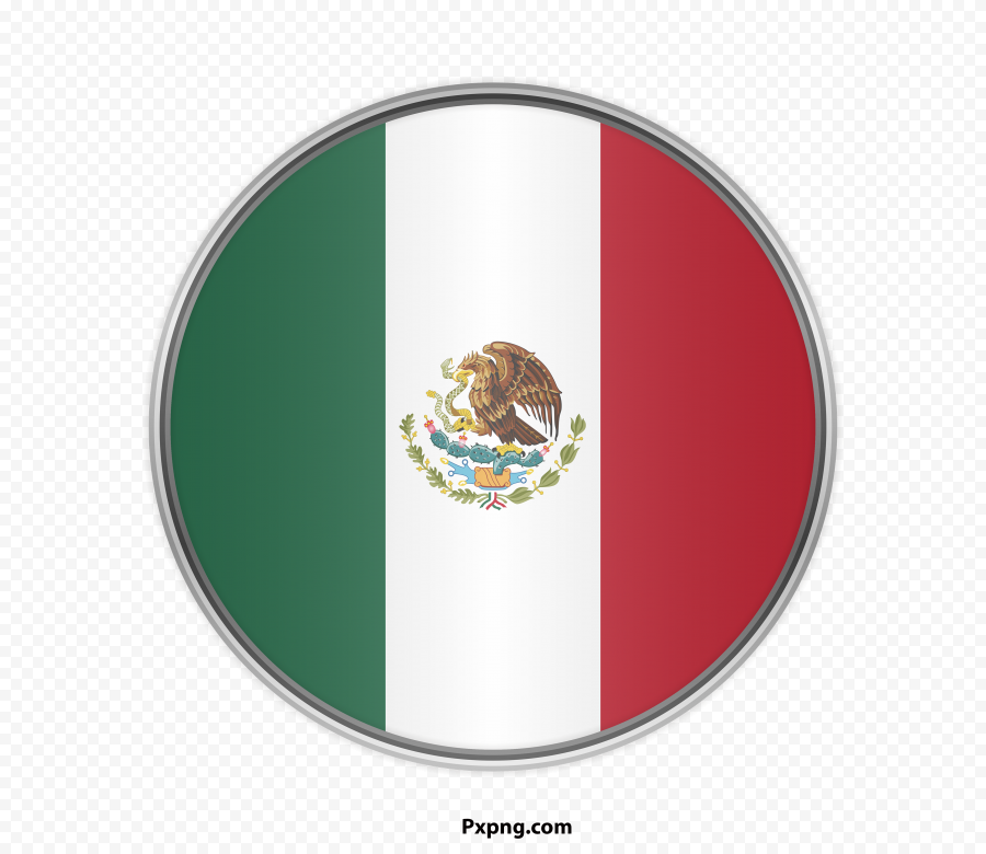 HD Mexico Round flag png with Silver in borders PNG Image