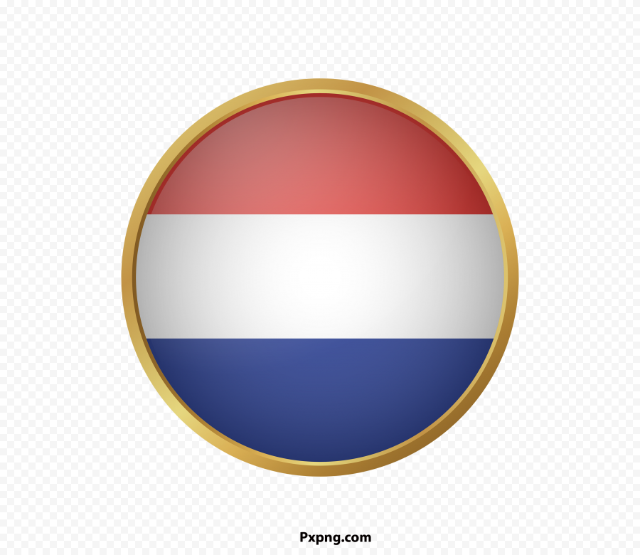HD Netherland Round Flag With Gold Border Transparent Background PNG