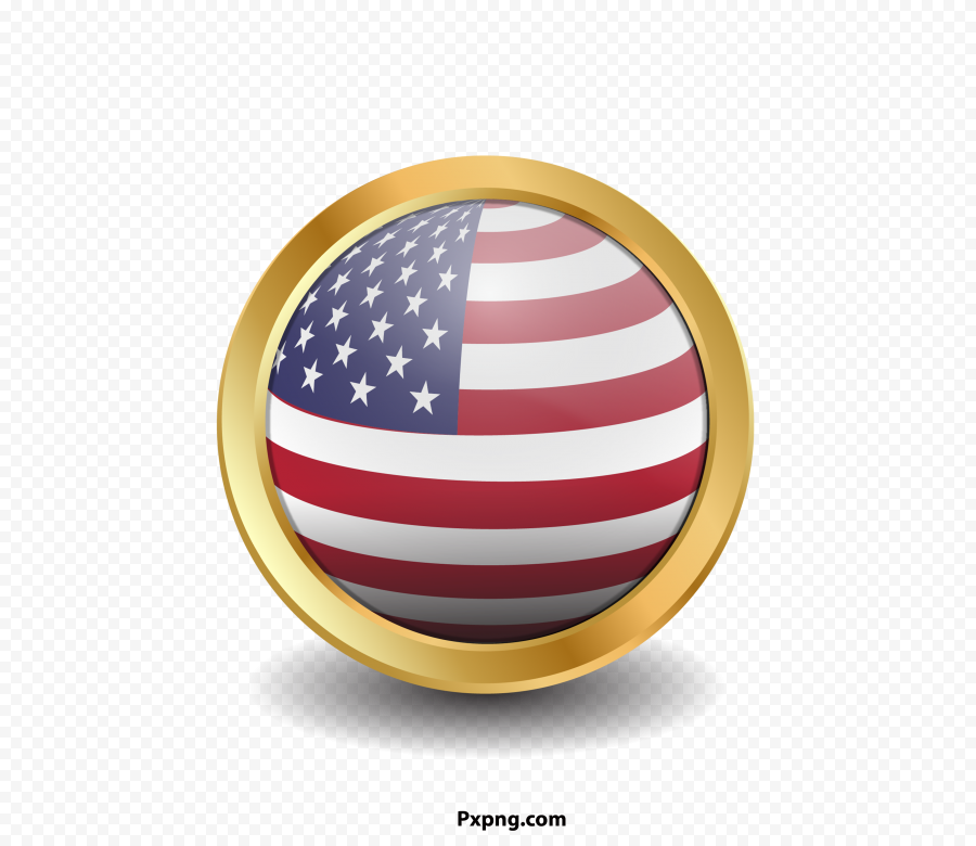 HD Round USA flag with golden in borders PNG