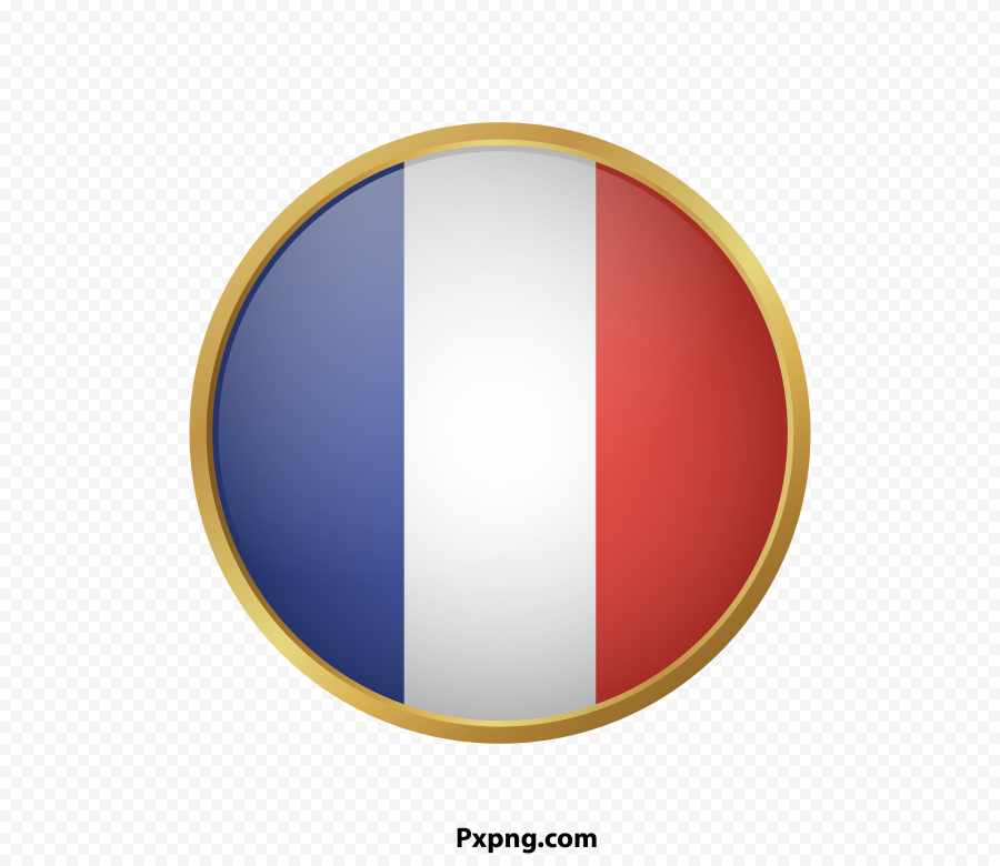 3D Round flag france vector with Gold in borders PNG