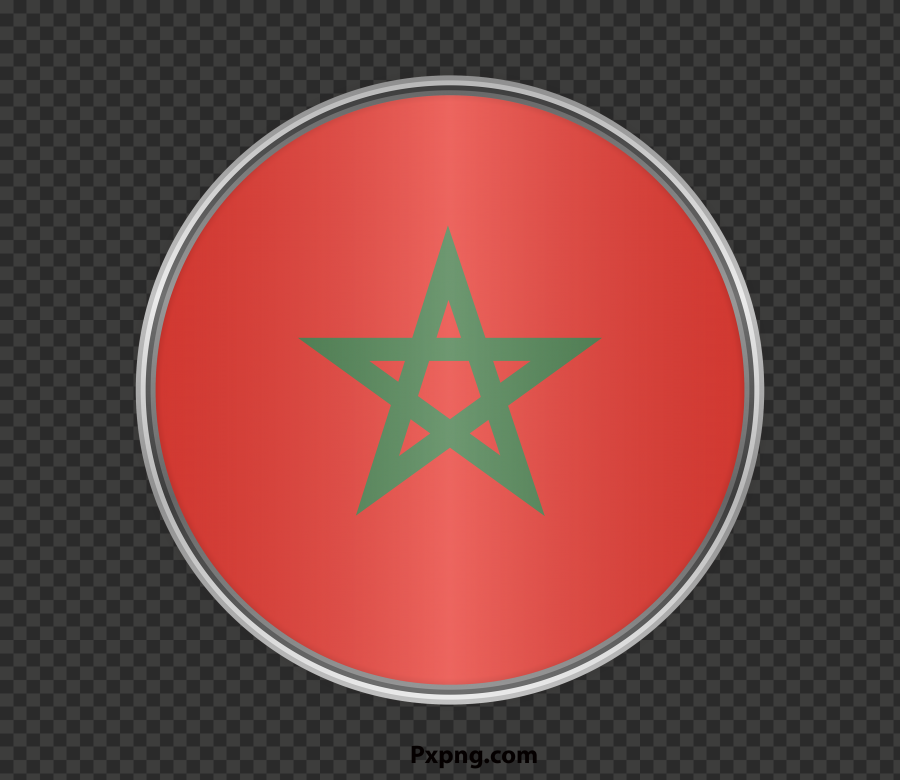 HD Round Flag Morocco Silver Framed Icon PNG