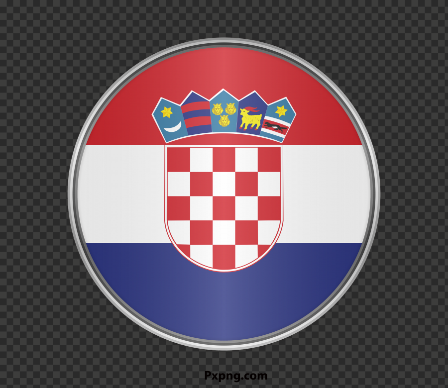 HD Round Flag croatia Silver borders Icon PNG