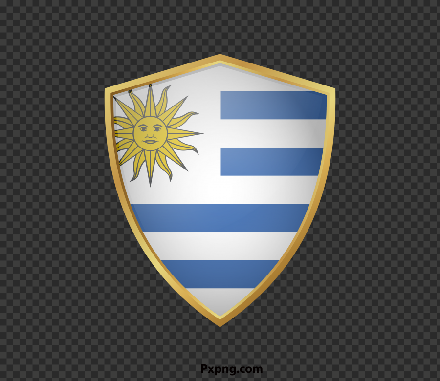 HD uruguay Badge flag vector with golden PNG