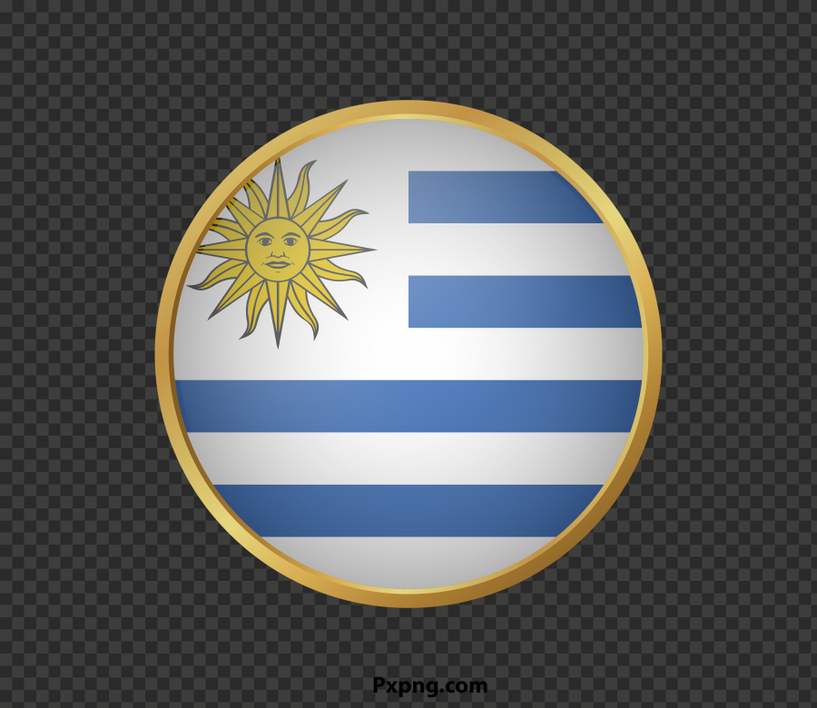 Download 3D Round Flag Uruguay Golden Borders Icon PNG