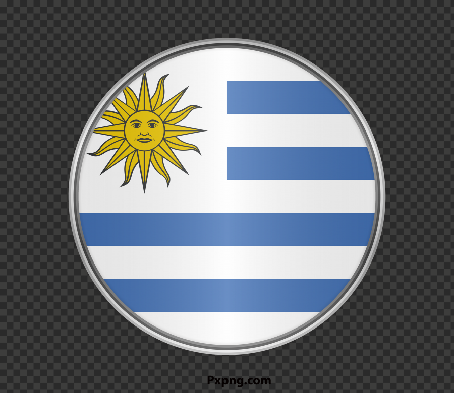 HD Round Flag Silver Framed Icon PNG
