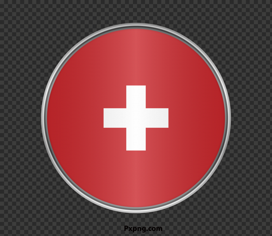 HD Round Flag switzerland Silver  Framed Icon PNG