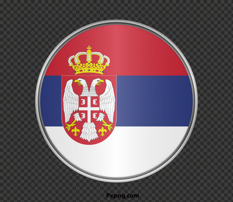 HD Round Flag Serbia Silver Borders Icon Transparent Background IMG