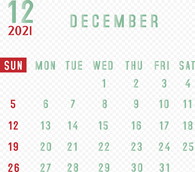 transparent december 2021 calendar december 2021 printable cal 5 2
