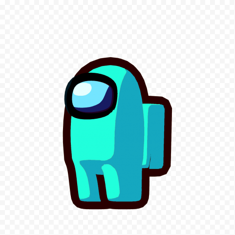 Transparent Background Cyan Teal Light Blue Among Us Character PNG 