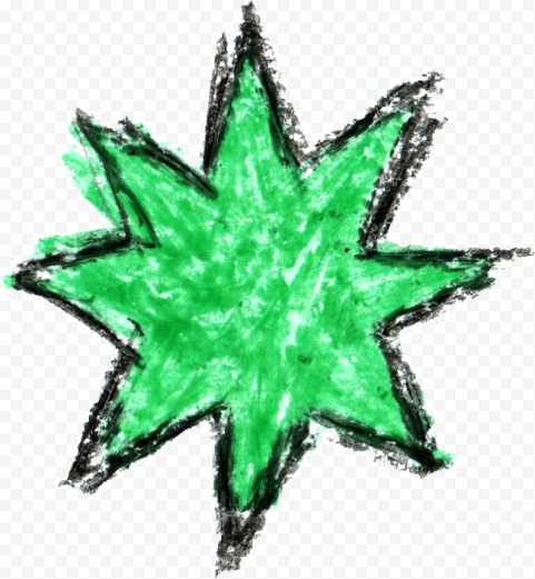 crayon star drawing green