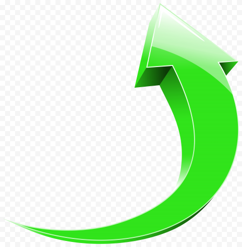 3D Green High Resolution Curved Arrow Point Up   6000x6122