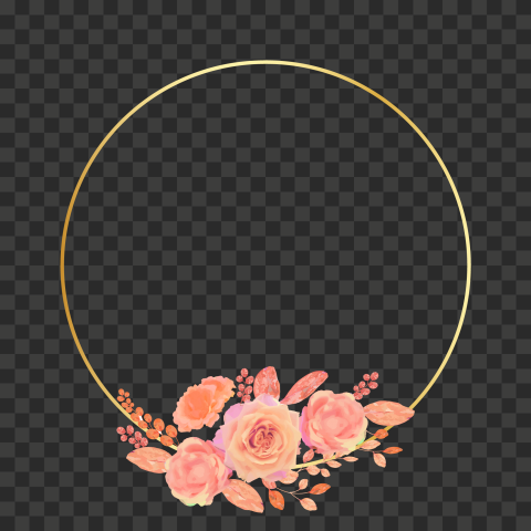 Golden Circle Vintage Frames With Flowers And Leaves Vector Image PNG