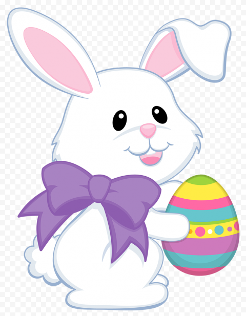 Easter Bunny Easter egg Easter basket, Easter Cute Bunny with Purple Bow, Easter bunny, mammal, food png