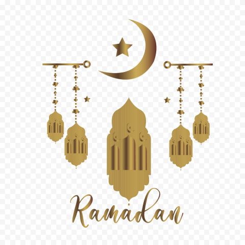 Ramadan Golden Three Dimensional Texture Free Clipart and PNG