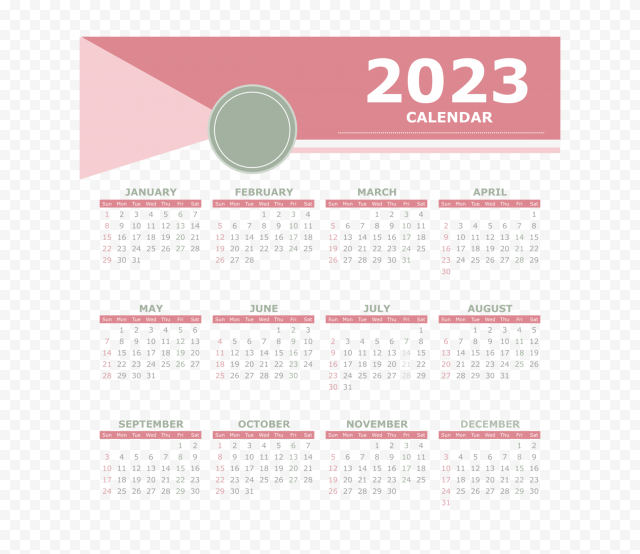 2023 Pink Calendar PNG