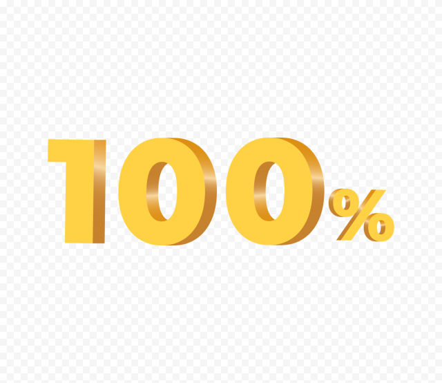 100 Percent 3d Yellow Number Text PNG