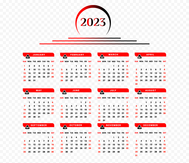 Red Calendar 2023 PNG Image