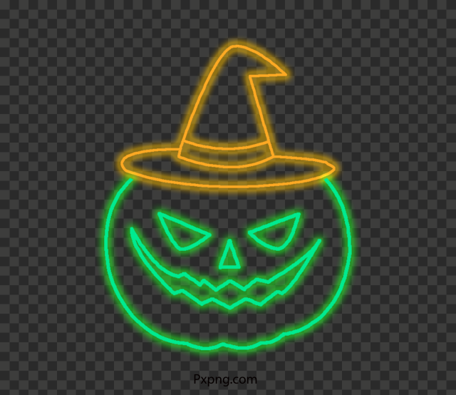 HD Halloween Neon Pumpkin Monster Transparent Background