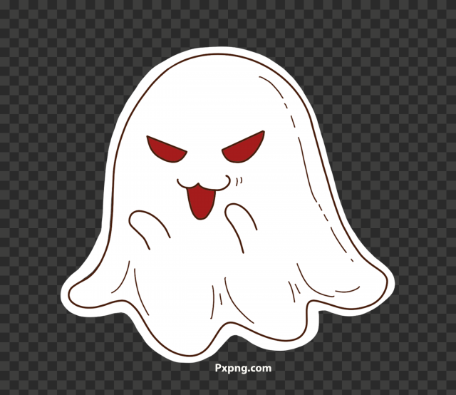 PNG White Ghost Cartoon Halloween Sticker HD