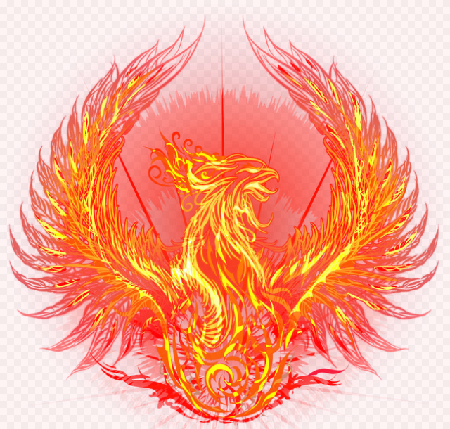 fire phoenix graphic, Fenghuang Flame Fire, flaming Phenix, orange, flying png