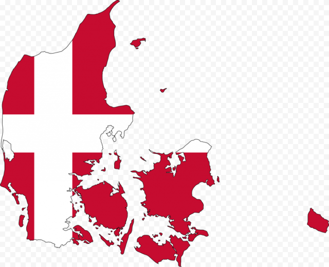 Flag Of Denmark Vector Map National Flag   Denmark Map With Flag, HD Png Download
