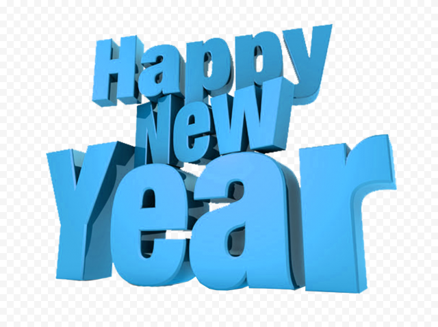 HD Blue 3D Happy New Year Text PNG
