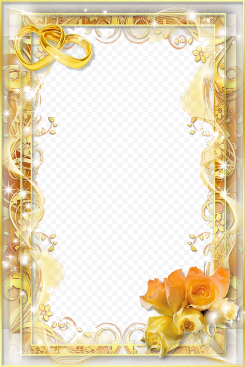 Invitation Gold Frame Transparent Background