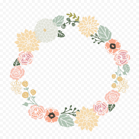 Blooming Floral Circle Border PNG File