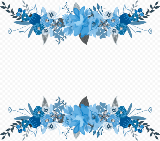Blue Flower Border Frame Transparent PNG