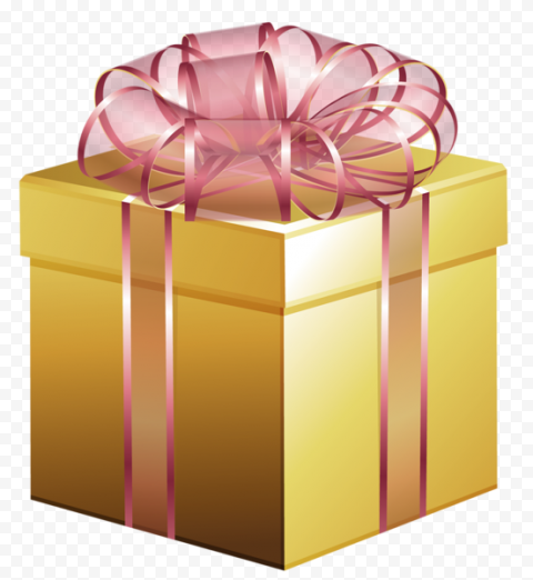 Gold Christmas Gift PNG Transparent