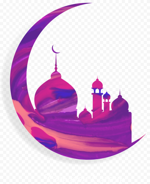 Nation of Islam Quran Muslim Ramadan, painted purple moon and Islam Mosque, Ramadan Kareem symbol, watercolor Painting, purple, painted