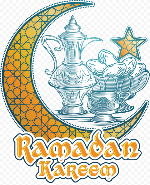 Ramadan Kareem, , Teapot moon Ramadan label, food, holidays, label